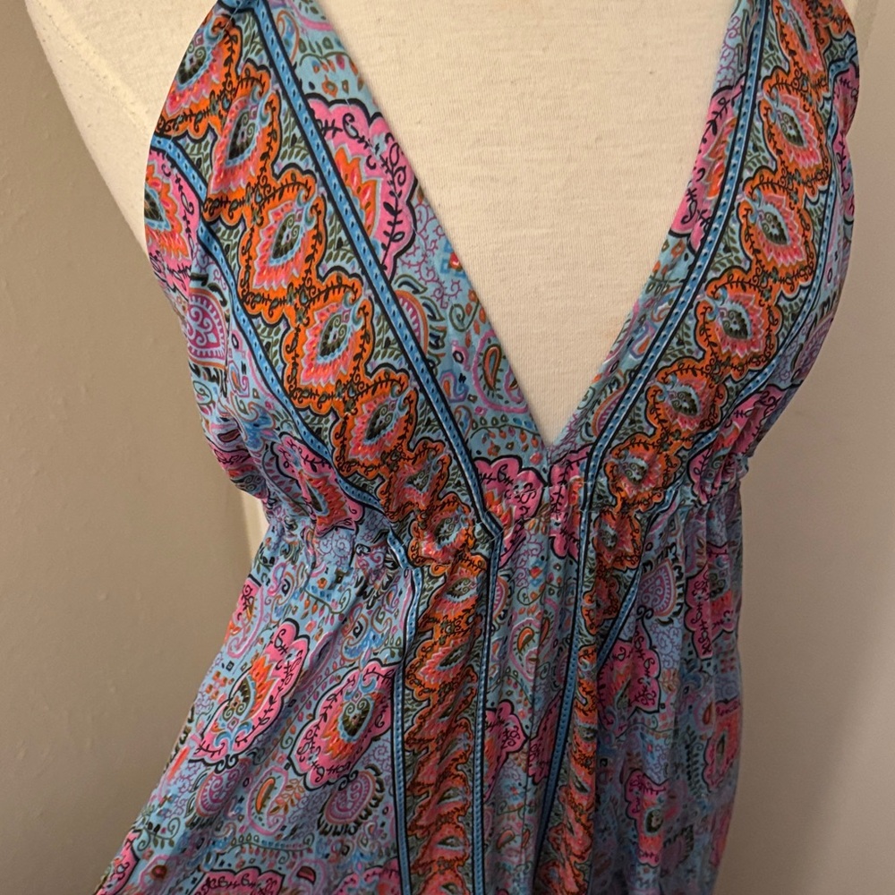 Silk Colorful Halter Dress